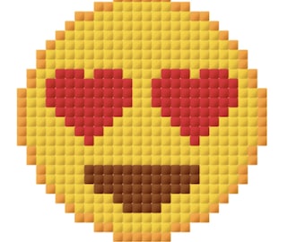 Heart Eyes Emoji Pattern for Cross-stitch/Crochet/Beading/Knitting