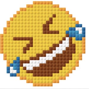 Mönster med emojis som rullar på golvet och skrattar för korsstygn/virkning/pärlbroderi/stickning