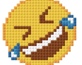 Rolling on the Floor Laughing Emoji Pattern for Cross-stitch/Crochet/Beading/Knitting