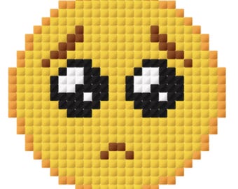 Pleading Face Emoji Pattern for Cross-stitch/Crochet/Beading/Knitting