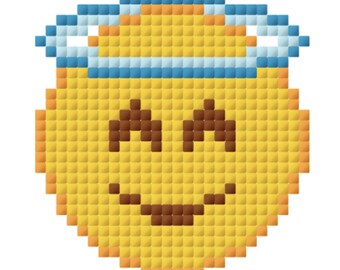 Face with Halo Emoji Pattern for Cross-stitch/Crochet/Beading/Knitting