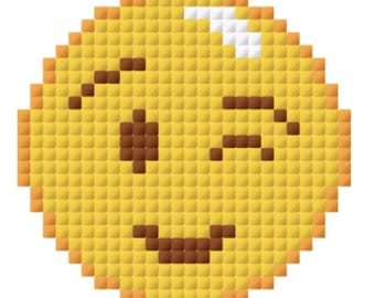 Winky Face Emoji Pattern for Cross-stitch/Crochet/Beading/Knitting