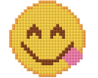 Tongue Sticking Out Emoji Pattern for Cross-stitch/Crochet/Beading/Knitting
