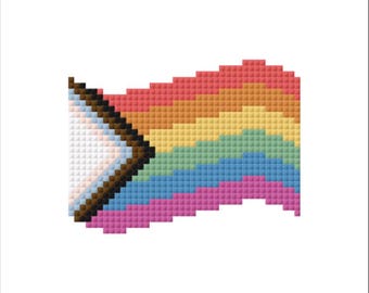Progress Rainbow Pride Flag  Pattern for Cross-stitch/Crochet/Beading/Knitting