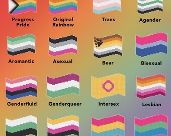 Pride Flag Collection - 16  Patterns for Cross-stitch/Crochet/Beading/Knitting