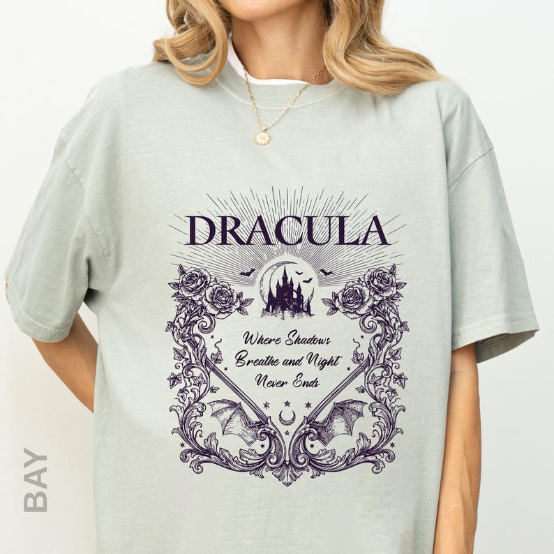 Dracula Shirt, Victorian Vampire Shirt, Gothic Horror Tee, Dark Academia Clothing, Vintage Gothic Shirt, Bookish Horror Tee, Book Cover Tee image 13