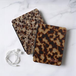 Tortoise Shell Kindle Paperwhite Case, Personalized Colorsoft Cover 12th Gen 2024, Custom Monogram, Fall Kindle Case with Strap
