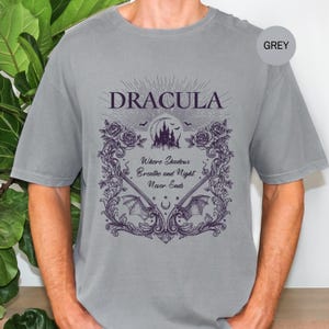 Dracula Shirt, Victorian Vampire Shirt, Gothic Horror Tee, Dark Academia Clothing, Vintage Gothic Shirt, Bookish Horror Tee, Book Cover Tee image 12