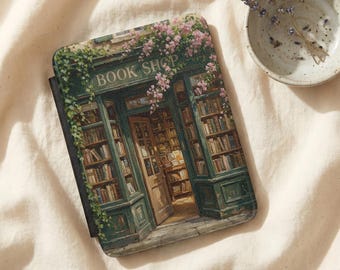 Bookstore Illustration Kindle Hülle, Kuschelige Paperwhite Hülle 12th Gen, Colorsoft 2024 für Buchliebhaber, Colorsoft 2024, Bücherwurm Geburtstagsgeschenk