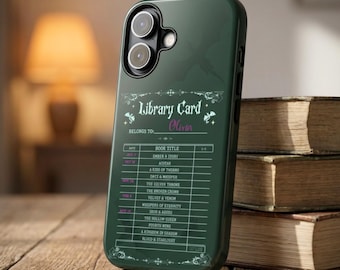 Personalisierte Dark Academia Bibliothek Karte Handyhülle, Dragon Tough MagSafe, iPhone 17 16 15 14 13 Pro Air, S26 Pixel, Geschenk für Romantiker