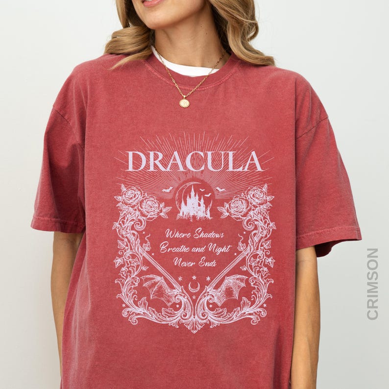 Dracula Shirt, Victorian Vampire Shirt, Gothic Horror Tee, Dark Academia Clothing, Vintage Gothic Shirt, Bookish Horror Tee, Book Cover Tee image 16