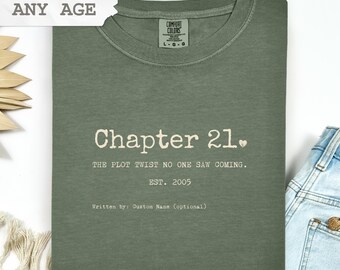 Chapter Birthday Shirt Personalized for 21st 16th 18th 25th 30th 40th 50th 60th 70th, Custom Birthday Gift for Her, Book Lover Milestone