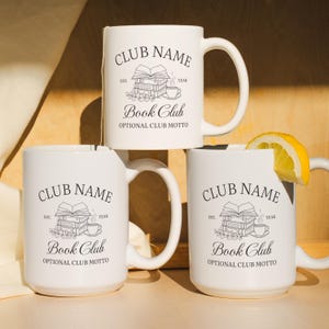 Personalized Book Club Mug, Custom Reading Club Coffee Mug, Book Lovers Group Gift, Book Stack Mug Design, Custom Bookish Gift