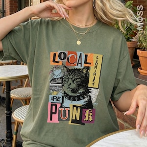 Support Your Local Library Punk Shirt, Library Punk Cat Book Tee, Goth Bookish Shirt, Comfort Colors, Librarian Gift, Reading Shirt image 5