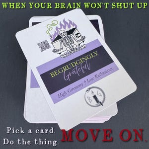 Begrudgingly Grateful Anti-Stress Deck – Dark Humor Coping Cards for Anxiety & Burnout, Sarcastic Self-Help