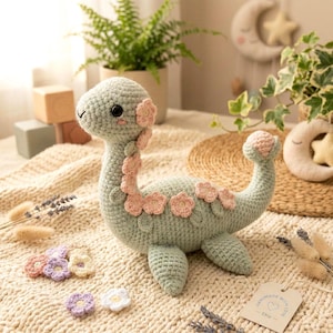 Low Sew Seaflower Plesiosaur Amigurumi | Flower Dinosaur Crochet Pattern | Whimsical Blossom Dino Plush PDF |DIY Crochet Toy| Dragon Plushie