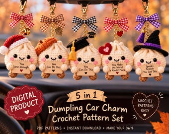 Emotional Support Dumpling Crochet Pattern, Car Charm Amigurumi, Positive Pocket Pal,Kawaii Crochet Plush, Mental Health Decor,Mini Food Toy