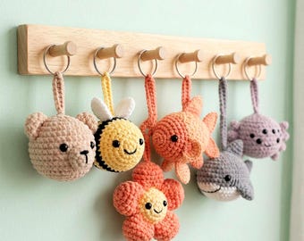 No Sew Amigurumi Keychain , Cute Kawaii Animal Charm, Handmade Crochet Plush Toy, Pastel Pocket Critters, Mini Stuffed Bag Keyring Gift