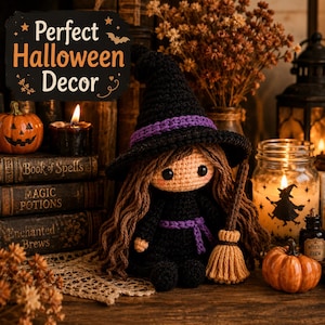 Crochet Witch Doll Pattern PDF, Amigurumi Halloween Decor, Cute Witchy Gift, Easy Crochet Toy Tutorial, Instant Download