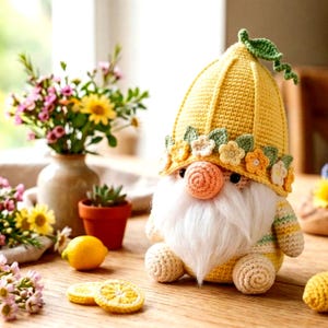 Lemon Gnome Crochet Pattern PDF, Amigurumi Lemon Gnome Pattern, Spring Gnome Crochet Pattern, Fruit Pattern,Gnome Doll Pattern,Plush Gnome