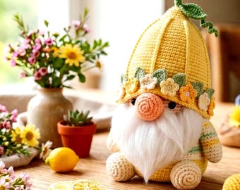 Lemon Gnome Crochet Pattern PDF, Amigurumi Lemon Gnome Pattern, Spring Gnome Crochet Pattern, Fruit Pattern,Gnome Doll Pattern,Plush Gnome