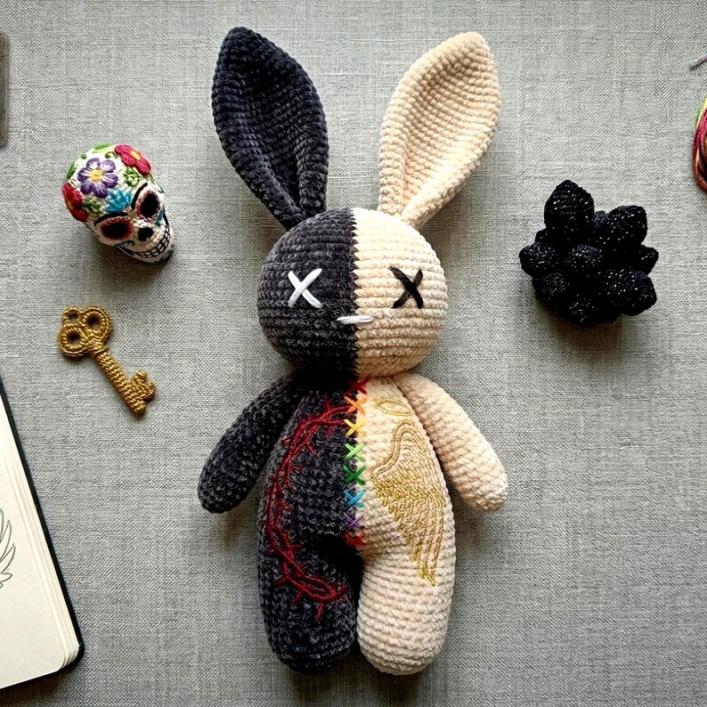 Half and Half Bad Bunny Crochet Pattern, Stitched Amigurumi Rabbit ...