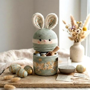 Crochet Meadow Bunny Jar Pattern Collection – Bunny Amigurumi, Easter Eggs & Bunny Gnome Decorations PDF\ Easter Basket Gift Toy