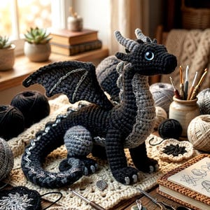 Realistic Dragon Crochet Pattern PDF, Amigurumi Winged Dragon Plush Toy, Fantasy Dragon DIY Tutorial, Instant Download
