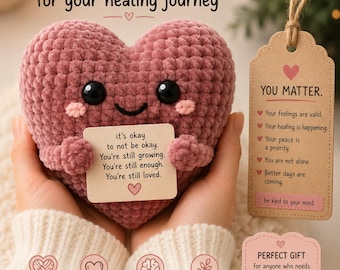 Crochet Heart Pattern PDF | Emotional Support Plushie | Mental Health Gift | Positive Affirmation | Healing Instant Download