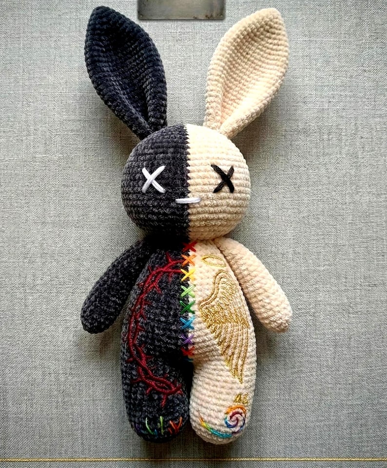 Half and Half Bad Bunny Crochet Pattern, Stitched Amigurumi Rabbit ...
