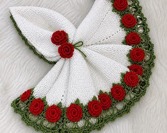 Patroon gehaakt boeket deken, rozenkleed patroon pdf, ronde bloemen kleedje tapijt tutorial, vintage interieur mat, handgemaakte kanten vloerbedekking