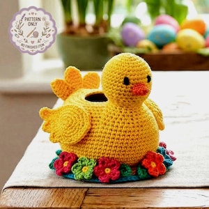 Duck Tissue Box Cover Crochet Pattern PDF | Amigurumi Duck Tissue Holder | Easter Duck Home Decor DIY | Cute Duckling Pattern| Candle Holder
