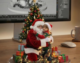 Santa Claus 3D Print Model, Personalized Christmas Portrait, Xmas Decor STL, Digital Download