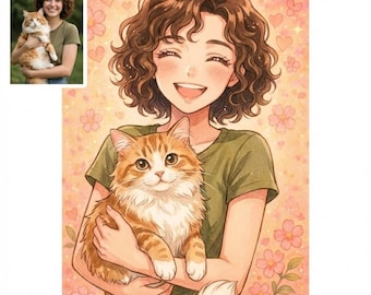 Personalized Anime Portrait, Ultra-Realistic - Gift for Lovers, Family, or Friends