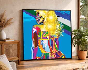 Blonde Woman Pop Art Canvas Print, Vibrant Abstract Portrait, Large Canvas Wall Art, Oversized Statement Piece
