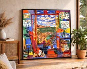 Henri Matisse Fauvism Canvas Print, Colorful Seaside View, Coastal Home Decor, Large Canvas Wall Art, Oversized Statement Piece