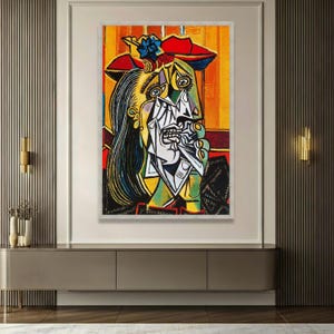 Picasso Style Abstract Portrait Canvas Print, Colorful Cubism Wall Art, Large Canvas Wall Art, Oversized Statement Piece image 8