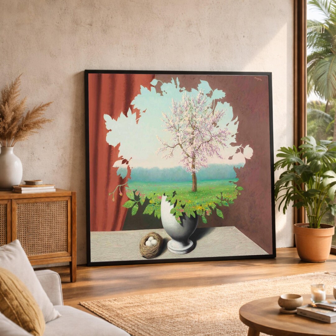 René Magritte Inspired Blossom Tree Canvas Print, Surreal Spring ...
