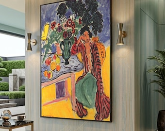 Henri Matisse Canvas Print, Fauvism Woman Portrait, Colorful Modern Art, Large Canvas Wall Art, Oversized Statement Piece