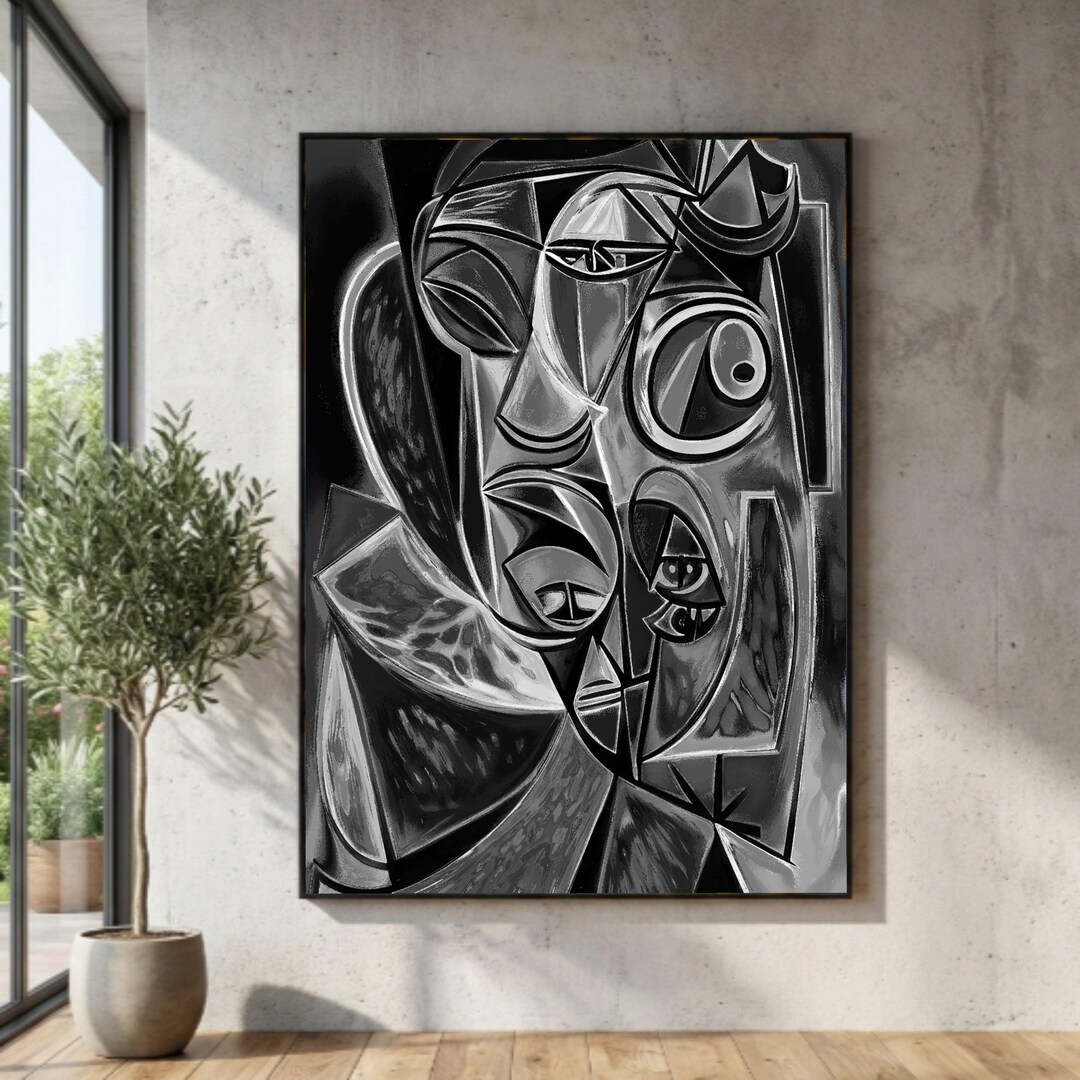 Picasso Style Abstract Face Canvas Print, Modern Geometric Wall Art - Etsy