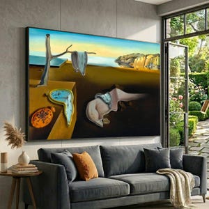 Melting Clocks Canvas, Salvador Dali Inspired Surrealist Art, Large Canvas Wall Art, Oversized Statement Piece