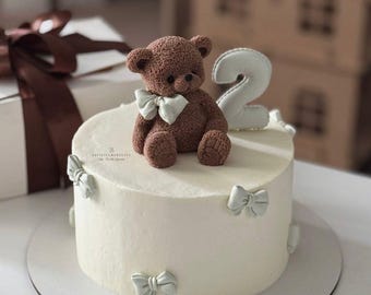 Fondant teddy bear cake topper Edible teddy bear 3d cake toppers for a boy and girl decor for a birthday cake