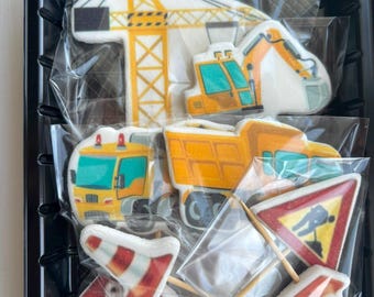 Construction Cake Topper Set, Digger Truck Crane Cake Decorations, Fondant Construction Vehicles, Boys Birthday Cake Decor