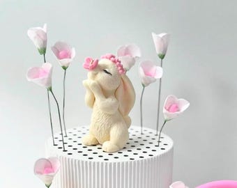 Edible bunny cake toppers cake decorations rabbit birthday cake topper