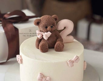 Fondant teddy bear cake topper Edible teddy bear 3d cake toppers for a boy and girl decor for a birthday cake