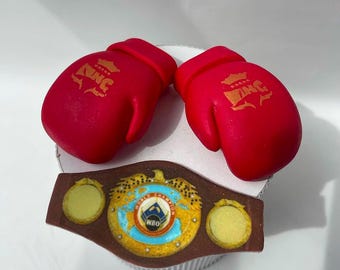 Boxing Cake Topper / Fondant Boxing Gloves / Championship Belt