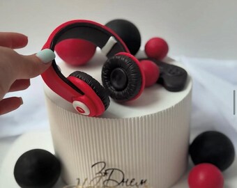 Fondant Gamer Cake Topper Set, Edible Gaming Controller & Headphones, Fondant Gaming Birthday Decorations, Boys Gamer Party