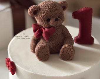 Fondant teddy bear cake topper Edible teddy bear 3d cake toppers for a boy and girl decor for a birthday cake
