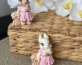 fondant bunny cake topper Edible cake toppers rabbit decor for a birthday cake
