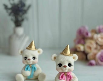 Edible teddy bear cake toppers for a boy and girl decor for a birthday cake Fondant teddy bear cake toppers Baby shower